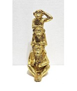 Stacking Gold Polyresin 3 Monkeys 12&quot; Statue Home Decor Figurine Hobby L... - $266.59 MXN