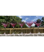 5 Vintage Tiffin? Cranberry Optic Swirl Stem Glasses  Martini Champagne ... - $127.33 CAD