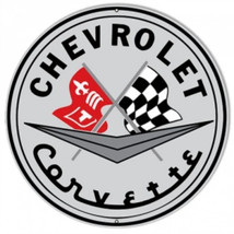 Chevy Chevrolet corvette muscle car logo faux vintage steel metal sign - £71.65 GBP