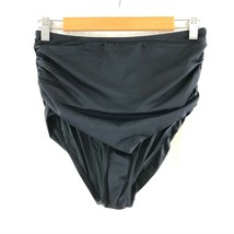Coastal Blue Womens Swimwear Bikini Bottom Ruched Skirted High Waist Black M - £6.16 GBP