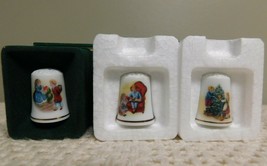 Vintage Avon Christmas Memories  Porcelain Thimbles 1981 1982 1983 1984 - $7.92