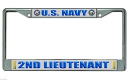 Navy 2ND Lieutenant Chrome Metal Usa Made License Plate Frame - £23.89 GBP