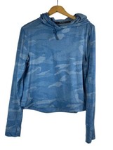 Spyder Active Size Small Womens Blue Camo Hoodie Shirt Crop Top Weight Lifting - £29.68 GBP