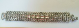Vintage Signed WEISS Clear Rhinestone Bracelet 7.5&quot; Long - £51.87 GBP