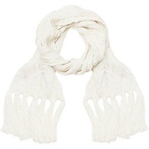 Faded Glory Ladies Womens Cable Scarf Arctic White Fringed Metallic Fibers 86X8 - £19.97 GBP