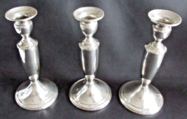 3 Vintage Towle Sterling Silver Candlesticks  7&quot; Tall Pattern 034 Weighted - £109.63 GBP