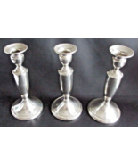 3 Vintage Towle Sterling Silver Candlesticks  7&quot; Tall Pattern 034 Weighted - £110.16 GBP