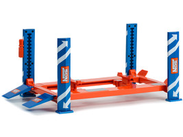 Adjustable Four Post Lift &quot;NOS Nitrous Oxide Systems&quot; Blue and Orange for 1/18 S - £56.02 GBP