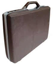 Vintage Slim Samsonite Brown Hard Shell Briefcase Attache Carry Case With Key - £27.22 GBP