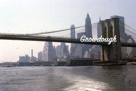 Original Brooklyn Bridge New York City East Side Skyline  1962 Photo Slide - £22.25 GBP