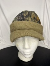 Vintage Camo Camouflage Brim Beanie Hat Made In USA - £15.92 GBP