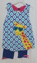 are Editions Giraffe Shirt Bike Shorts 2 Piece Set Royal Blue Size 6 - £17.39 GBP