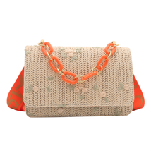 Women&#39;S Fashion Straw Small Square Bag Acrylic Chain - £13.25 GBP