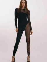 Women Sexy Mesh Jumpsuit See Through Long Sleeve One Piece Bodycon Rompe... - £19.95 GBP