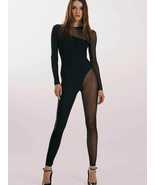Women Sexy Mesh Jumpsuit See Through Long Sleeve One Piece Bodycon Rompe... - £20.03 GBP
