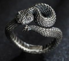 Rattlesnake Ring | Snake Ring | Vintage Sterling Silver Snake Ring | Jewelry - £91.11 GBP