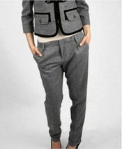 Juicy Couture Castle Grey Troupe Cuffed Wool Pants Melange Crop Trousers ( 2 ) - £115.96 GBP