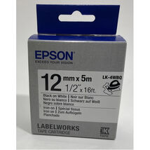 Epson LK-2WBN LABEL WORKS LABELS STND BLK/WHT 6MM TAPE CART - 265288 - $38.44