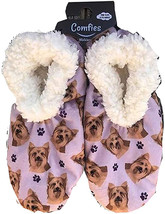 Womens Yorkie Dog Slippers - Sherpa Lined Animal Print Booties - £28.76 GBP