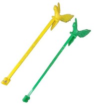 2 Corby&#39;s Blended Whiskey Vintage SWIZZLE STICK Drink Stirrer Yellow &amp; Green - £3.58 GBP