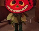 VTG Halloween Orange Smiling Pumpkin Head Elf Electric Pedestal Table La... - $49.49