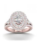 14K Rose Gold 1 1/2ct TDW Oval Diamond Double Halo Engagement Ring - $2,869.99