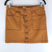 Kensie Mini Skirt Button Front Pockets Cotton Stretch Orange 10/30 - £7.61 GBP