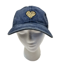 David and Young Womens Cotton Blue Ball Cap Leopard Heart Adjustable Strap - $11.66