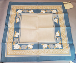 Vintage Fabric Cloth Napkins Poly Cotton x6 Off-White Blue Gold Florals ... - £16.82 GBP