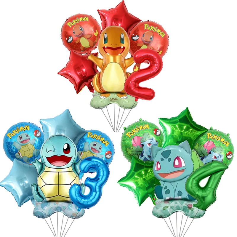 Pokemon 6pcs cartoon Charmander party decoration Kawaii Squirtle Bulbasaur anime - £9.29 GBP