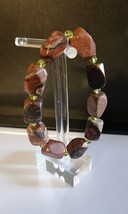 Vintage Red Creek Jasper And Rhonodonite Nugget Stretch Bracelet - £35.10 GBP