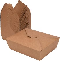 Disposable 38 Oz Takeout Food Containers (50 Pack) Kraft Paper Food Cont... - £32.94 GBP