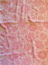 Vtg Sculpted Floral Towel 2 Bath Pink Fringed 1960s-70s Some Stains Cotton - $43.56