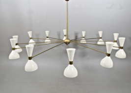 Huge Diabolo Sputnik Chandelier Stilnovo Brass Ceiling 12 Arms Light Fixture - £634.92 GBP