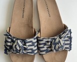 Lucky Brand Slides Cotton Slip on Boho Printed Fraida Blue Sandals Sz 8.... - $15.83