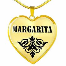 Margarita v01-18k Gold Finished Heart Pendant Luxury Necklace Personalized Name  - £40.17 GBP