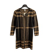 Anne Klein Cardigan Sweater Womens S Black Camel Plaid Toggle Clasp Acad... - €20,86 EUR