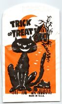 Halloween Vintage Trick Or Treat Goodie Bag Black Cats Moon Haunted Hous... - $4.85