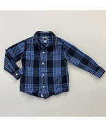 Janie and Jack Toddler Boys Long Sleeve Tartan Plaid Oxford Shirt Blue 2T - $6.87