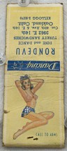 Vintage Matchbook Cover Rondevu Dine and Dance Turkey Sandwiches Girlie ... - £3.97 GBP