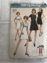 1970s Vintage Simplicity Sewing Pattern 8682 Misses’ Collarless Dress Sz 12 - $15.88