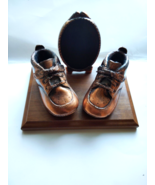 Vintage Bronzed Baby Shoes With Blank Oval Picture Frame - $34.00