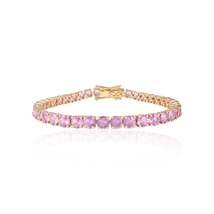 14K Gold Round Pink Sapphire Tennis Bracelet - £3,623.96 GBP