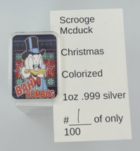 1 Oz Silver Coin Scrooge McDuck Christmas Bah Humbug Colorized Art Bar C... - $294.00