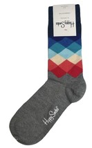 Diamond Argyle Happy Socks Ladies Mens Unisex Sock Size 9-11 Gray Multic... - £17.96 GBP
