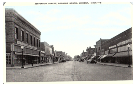 Jefferson Street Looking North JC Penney B G Old Cars Wadena Minnesota Postcard - £7.75 GBP