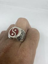 Vintage Red Coral Yin Yang Ring Men’s Size 11 - £31.29 GBP