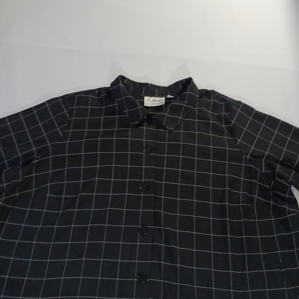 Linea Louis Dell'Olio Women's 26W Black Check Embroidery 3/4 Sleeve Blouse Shirt Item image 13