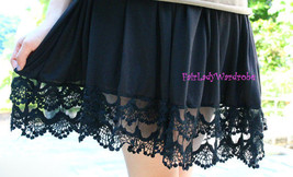 Japan Wide Mesh Crocheted Lace Hem Swing Knit Skirt! Black - £13.05 GBP