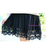 Japan Wide Mesh Crocheted Lace Hem Swing Knit Skirt! Black - £12.96 GBP